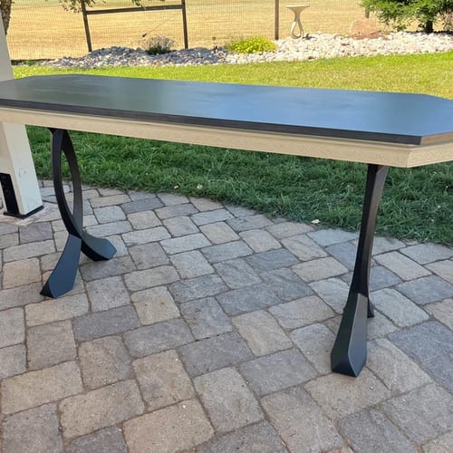 Customer photo review of Console Table Legs 28H 16W Metal Furniture base 207 Curva