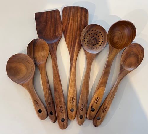 Customer photo review of Teak Wooden Utensil Set