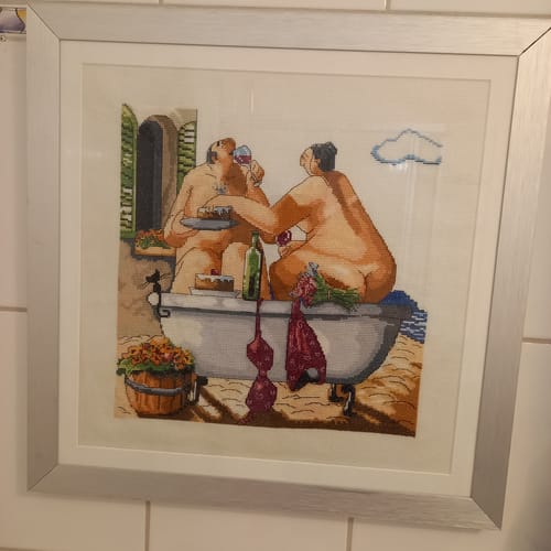 Customer photo review of Kreuzstich | Paar im Badewanne - Abstrakt - 16 x 16cm
