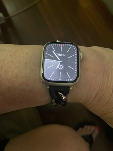 Customer photo review of Leather Link Band for the Apple Watch