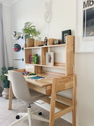 Customer photo review of Kids Study Desk Chair Avelinn Study Desks/Solid Wood Study Desk with Shelf/Home Office/Natural color and Chair