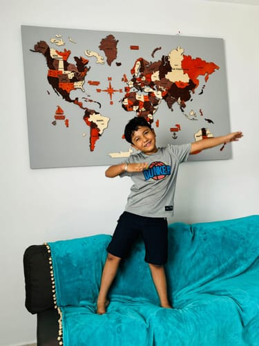 Customer photo review of 3D Wooden World Map Multicolor