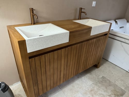 Customer photo review of Mitigeur de salle de bain or rose brossé