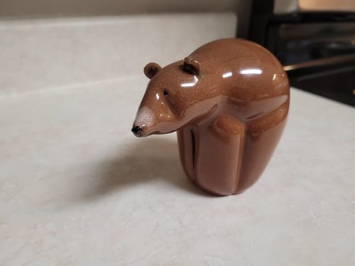 Customer photo review of Memorial Glass Brown Bear with Cremated Remains