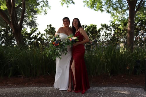 Customer photo review of Sexy Side Slit Spaghetti Straps Mermaid Soft Satin Long Matron of Honor Dress For Wedding