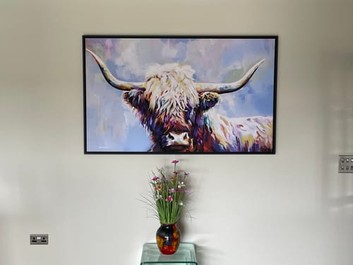 Customer photo review of Highland Cow In Winters Serenity Canvas Print