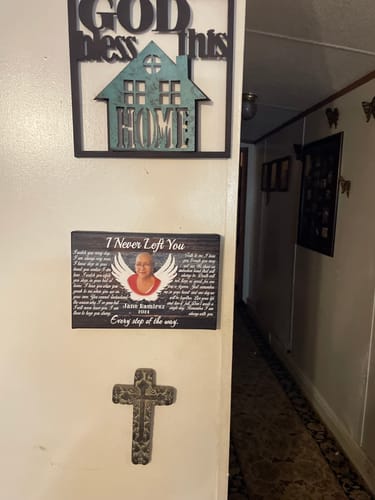 Customer photo review of Personalized Canvas Prints, Custom Photo, Memorial Gifts, Sympathy Gifts, Angel Wings I Never Left You Love Dem Canvas