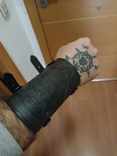 Customer photo review of Fenrir Leather Arm Bracers