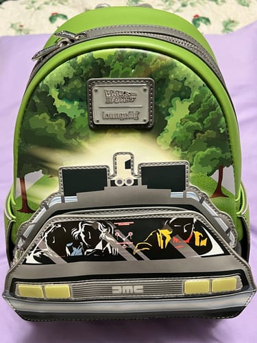 Customer photo review of Loungefly Universal Back to the Future Light-Up DeLorean Mini Backpack - 707 Street Exclusive