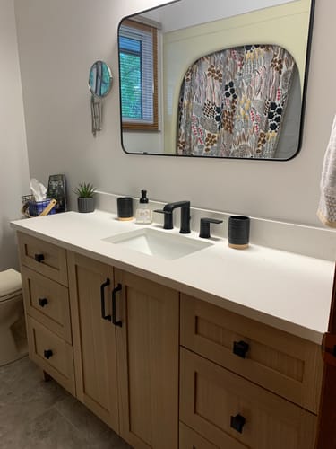 Customer photo review of Bridgeport SLIM 60" White Oak Bathroom Vanity