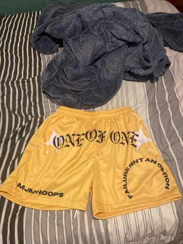 Customer photo review of Yellow One of One Shorts