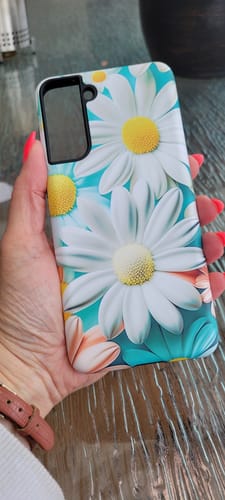 Customer photo review of Bright Daisies Phone Case