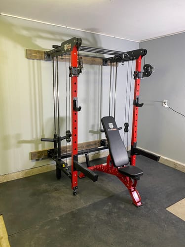 Customer photo review of Major Fitness F35 All-In-One Home Gym Wall-Mount Folding Power Rack