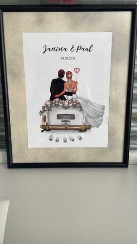 Kundenbewertung mit Foto zu "Just Married" - Personalisiertes Poster als Geldgeschenk