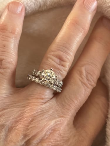 Customer photo review of Louily Classic Round Cut Women's Wedding Band In Sterling Silver