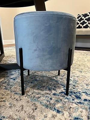 Customer photo review of Linen Round Stool with Black Metal Legs