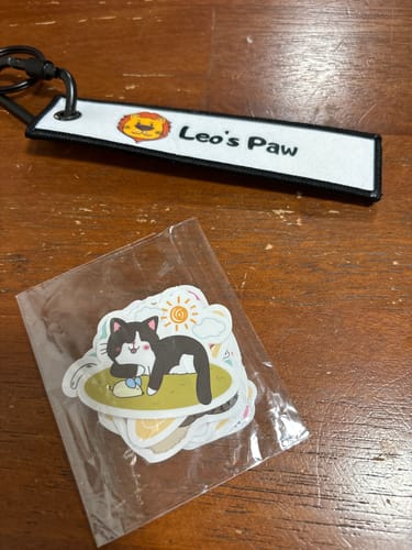 Customer photo review of Cat Quote Keychain & Adorable Stickers