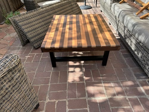 Customer photo review of H-Frame Tube Steel Table & Bench Leg - 2" x 2" Tube Steel - Textured Matte Black