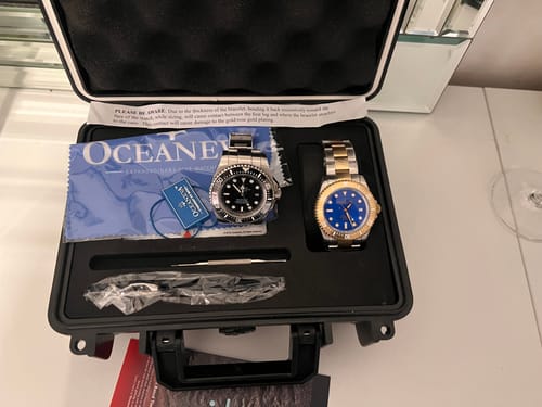Customer photo review of Oceaneva™ Men's Deep Marine Explorer III 3000M Pro Diver Watch Blue Mother of Pearl Dial Yellow Gold