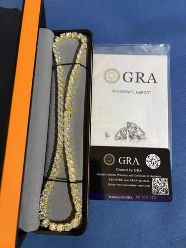 Customer photo review of Moissanite S925 Silver Tennis Chain in 14K Gold - 6.5mm