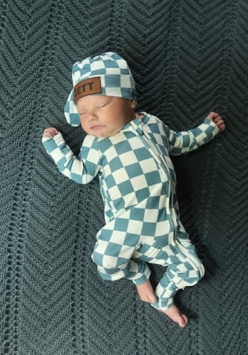 Customer photo review of goko. Bamboo Zippy - Blueberry Checkerboard