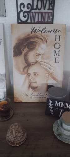 Customer photo review of Custom Canvas Prints, God Sympathy Gifts, Jesus Memorial Gift, Remembrance Gifts, Bereavement Gift, Welcome Home Jesus Canvas