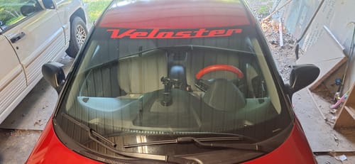 Customer photo review of Top windshield banner pre-cut decal for 2011-2018 Hyundai Veloster