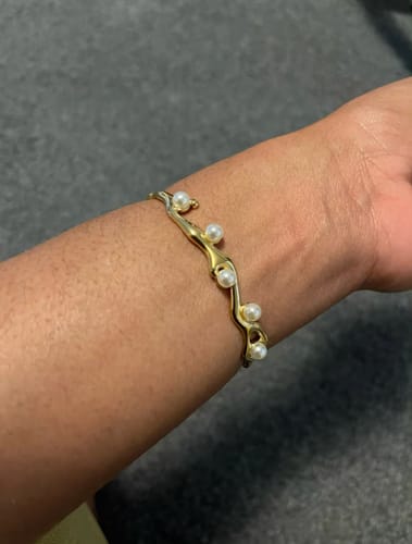 Customer photo review of Rugged Pearl 18k Gold Cuff Bracelet