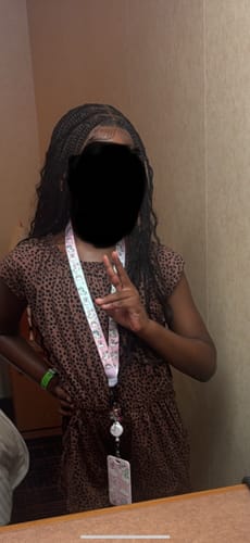 Customer photo review of 24" HD Full Lace Lightweight Human Hair Curls Boho Box Braided Wig