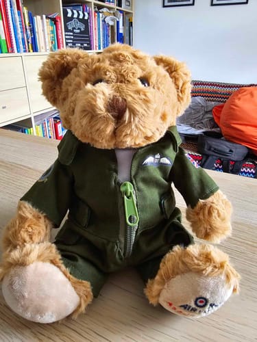 Katie review of Green Pilot 9in Bear in Suit image 1 out of 1
