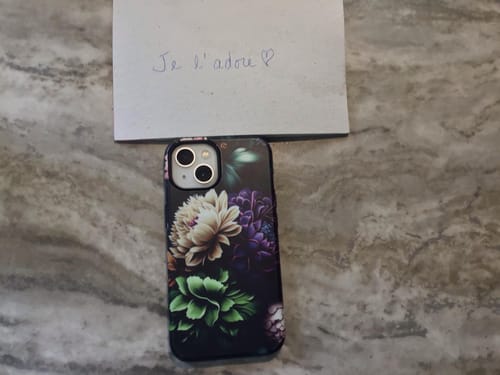 Customer photo review of Carnation Black Floral Phone Case