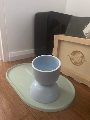 Customer photo review of Makesure Sugar Bean Ceramic Double Pet Bowls For Cat and Small Dogs
