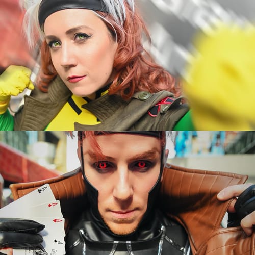 Customer photo review of Jigsaw Black And Red Sclera Contacts