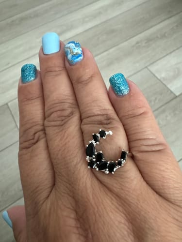 Customer photo review of Black Onyx Moon Ring