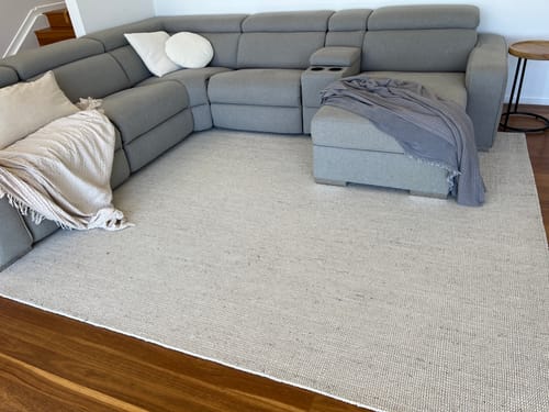 Customer photo review of Pebble Platinum Wool Rug