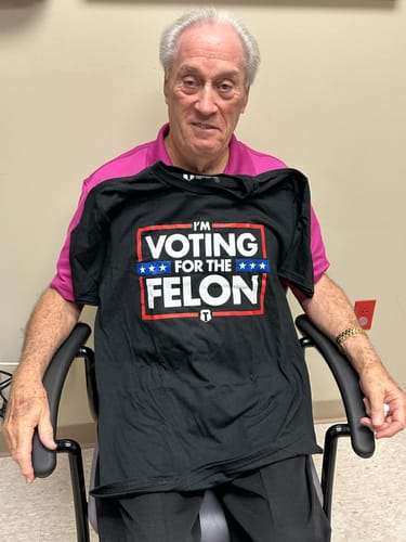 Customer photo review of Voting For The Felon T-Shirt