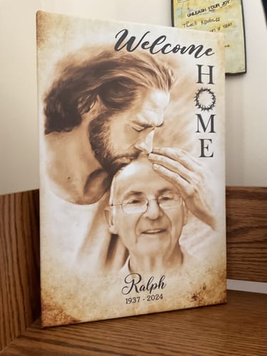 Customer photo review of Custom Canvas Prints, God Sympathy Gifts, Jesus Memorial Gift, Remembrance Gifts, Bereavement Gift, Welcome Home Jesus Canvas