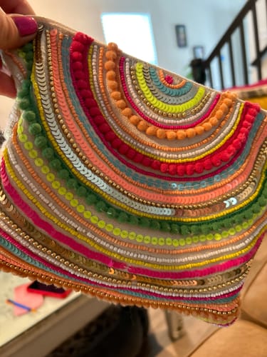 Customer photo review of Bright is Best Embellished Top Zip Clutch