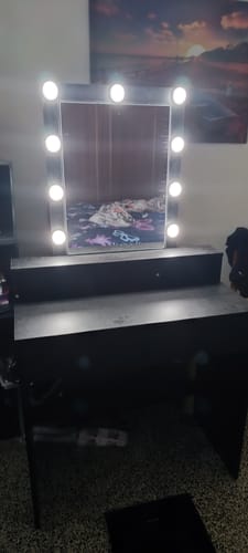 Customer photo review of Τραπέζι Μπουντουάρ Μακιγιάζ Μεικαπ Τουαλέτας Κρεβατοκάμαρας Καθρέφτης Μαύρο με Φωτισμό LED Ρυθμιζόμενη Φωτεινότητα RD-T114T16