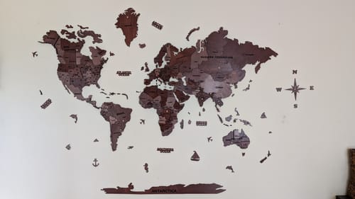 Customer photo review of 3D Wooden World Map Multicolor