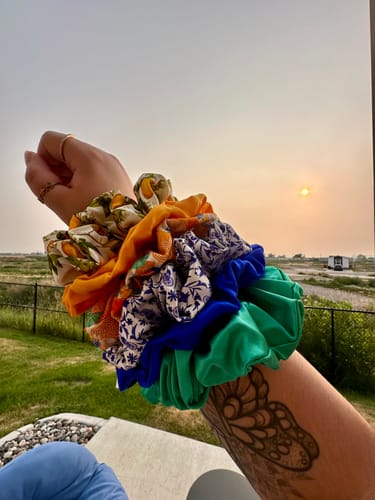 Customer photo review of Mediterranean Bliss Silk Scrunchie Bundle (6pc)
