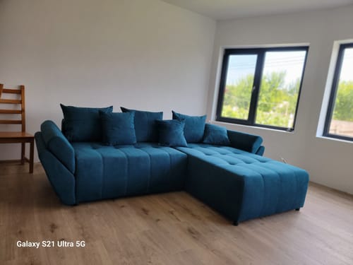 Customer photo review of Colțar extensibil dumonde cu ladă de depozitare si sezut confortabil din spuma HR, Berlin Verde Petrol II 280x185 cm