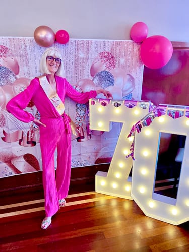 Customer photo review of Juna Surplice Jumpsuit - Pink