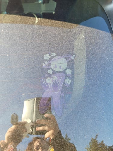 Customer photo review of Planet Person Window Sticker