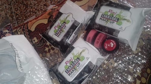Customer photo review of Charcoal Makeup Remover Wipes
