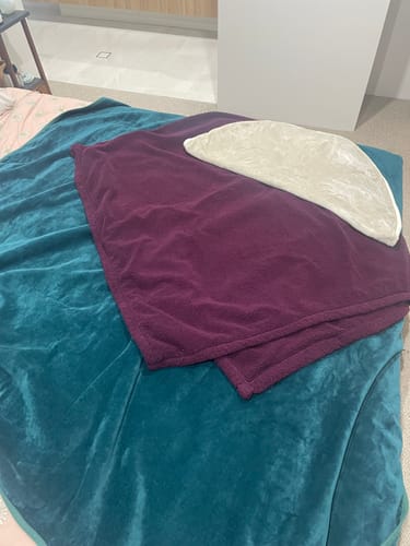 Customer photo review of The Snuggle Splash Blanket™ - Plum