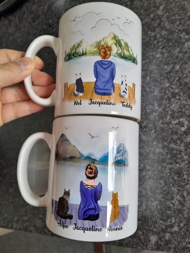Customer photo review of Woman & Cats Mug - Life is better with a Cat -Personalised Mug