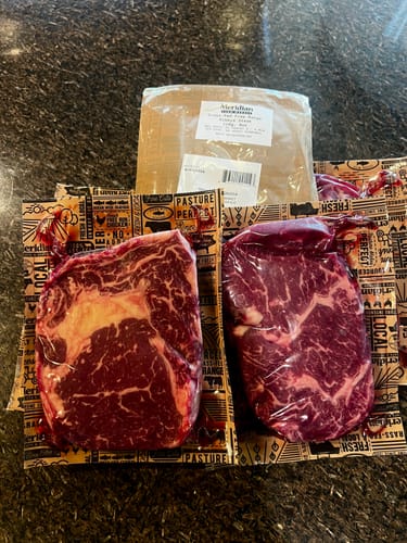 Customer photo review of Grass-Fed Ribeye Steak, 8-9oz