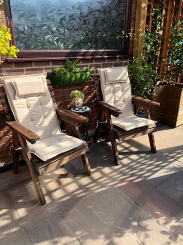 Customer photo review of Water-Resistant Highback Chair Cushions With Headrest | Outdoor High Back Chair Seat Pad