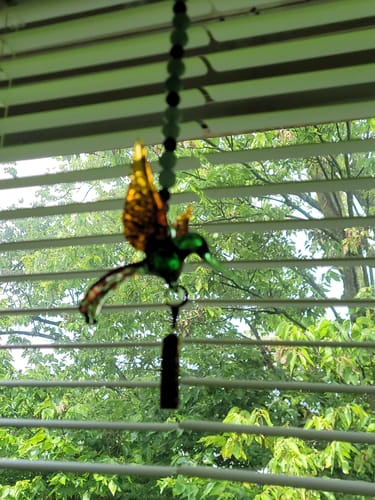 Customer photo review of Green and Tan Hummingbird with Keepsake Urn